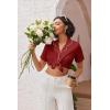 Ekouaer Pajamas for Women Set Button Up Sleepwear 2 Piece Pjs Lounge Set Short Sleeve Nightwear(Wine Red)
