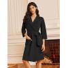 Ekouaer Robes for Women Waffle Knit Bathrobe Lightweight Kimono Robe Knee Length Loungewear with Pockets(Black)