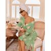 Ekouaer Robes for Women Waffle Knit Bathrobe Lightweight Kimono Robe Knee Length Loungewear with Pockets(Floral Green)
