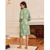 Ekouaer Robes for Women Waffle Knit Bathrobe Lightweight Kimono Robe Knee Length Loungewear with Pockets(Floral Green)
