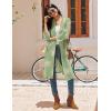 Ekouaer Robes for Women Waffle Knit Bathrobe Lightweight Kimono Robe Knee Length Loungewear with Pockets(Floral Green)