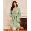 Ekouaer Robes for Women Waffle Knit Bathrobe Lightweight Kimono Robe Knee Length Loungewear with Pockets(Floral Green)
