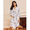 Ekouaer Robes for Women Waffle Knit Bathrobe Lightweight Kimono Robe Knee Length Loungewear with Pockets(Floral White)