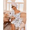 Ekouaer Robes for Women Waffle Knit Bathrobe Lightweight Kimono Robe Knee Length Loungewear with Pockets(Floral White)