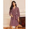 Ekouaer Robes for Women Waffle Knit Bathrobe Lightweight Kimono Robe Knee Length Loungewear with Pockets(Gray Purple)