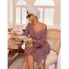 Ekouaer Robes for Women Waffle Knit Bathrobe Lightweight Kimono Robe Knee Length Loungewear with Pockets(Gray Purple)