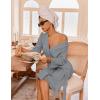 Ekouaer Robes for Women Waffle Knit Bathrobe Lightweight Kimono Robe Knee Length Loungewear with Pockets(Grey)
