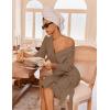 Ekouaer Robes for Women Waffle Knit Bathrobe Lightweight Kimono Robe Knee Length Loungewear with Pockets(Khaki)