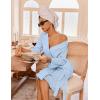 Ekouaer Robes for Women Waffle Knit Bathrobe Lightweight Kimono Robe Knee Length Loungewear with Pockets(Light Blue)