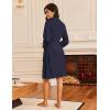Ekouaer Robes for Women Waffle Knit Bathrobe Lightweight Kimono Robe Knee Length Loungewear with Pockets(Navy Blue)