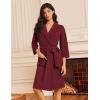 Ekouaer Robes for Women Waffle Knit Bathrobe Lightweight Kimono Robe Knee Length Loungewear with Pockets(Wine Red)