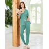 Ekouaer Women Pajama Set Short Sleeve Button Down Pjs Soft Comfy Sleepwear Nightwear with Jogger Pants(Aqua Green)