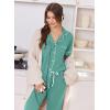 Ekouaer Women Pajama Set Short Sleeve Button Down Pjs Soft Comfy Sleepwear Nightwear with Jogger Pants(Aqua Green)