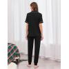 Ekouaer Women Pajama Set Short Sleeve Button Down Pjs Soft Comfy Sleepwear Nightwear with Jogger Pants(Black)
