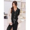 Ekouaer Women Pajama Set Short Sleeve Button Down Pjs Soft Comfy Sleepwear Nightwear with Jogger Pants(Black)