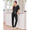 Ekouaer Women Pajama Set Short Sleeve Button Down Pjs Soft Comfy Sleepwear Nightwear with Jogger Pants(Black)