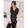 Ekouaer Women Pajama Set Short Sleeve Button Down Pjs Soft Comfy Sleepwear Nightwear with Jogger Pants(Black Cherry)