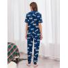 Ekouaer Women Pajama Set Short Sleeve Button Down Pjs Soft Comfy Sleepwear Nightwear with Jogger Pants(Blue Zebra)