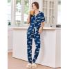 Ekouaer Women Pajama Set Short Sleeve Button Down Pjs Soft Comfy Sleepwear Nightwear with Jogger Pants(Blue Zebra)