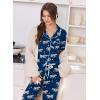 Ekouaer Women Pajama Set Short Sleeve Button Down Pjs Soft Comfy Sleepwear Nightwear with Jogger Pants(Blue Zebra)