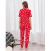 Ekouaer Women Pajama Set Short Sleeve Button Down Pjs Soft Comfy Sleepwear Nightwear with Jogger Pants(Christmas Red)
