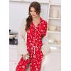 Ekouaer Women Pajama Set Short Sleeve Button Down Pjs Soft Comfy Sleepwear Nightwear with Jogger Pants(Christmas Red)
