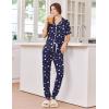 Ekouaer Women Pajama Set Short Sleeve Button Down Pjs Soft Comfy Sleepwear Nightwear with Jogger Pants(Navy Blue Teddy)