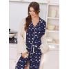 Ekouaer Women Pajama Set Short Sleeve Button Down Pjs Soft Comfy Sleepwear Nightwear with Jogger Pants(Navy Blue Teddy)