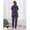 Ekouaer Women Pajama Set Short Sleeve Button Down Pjs Soft Comfy Sleepwear Nightwear with Jogger Pants(Navy Blue Teddy)