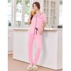 Ekouaer Women Pajama Set Short Sleeve Button Down Pjs Soft Comfy Sleepwear Nightwear with Jogger Pants(Pink)