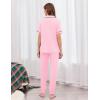 Ekouaer Women Pajama Set Short Sleeve Button Down Pjs Soft Comfy Sleepwear Nightwear with Jogger Pants(Pink)