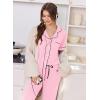 Ekouaer Women Pajama Set Short Sleeve Button Down Pjs Soft Comfy Sleepwear Nightwear with Jogger Pants(Pink)