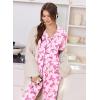 Ekouaer Women Pajama Set Short Sleeve Button Down Pjs Soft Comfy Sleepwear Nightwear with Jogger Pants(Pink Bow)