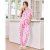 Ekouaer Women Pajama Set Short Sleeve Button Down Pjs Soft Comfy Sleepwear Nightwear with Jogger Pants(Pink Bow)