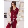 Ekouaer Women Pajama Set Short Sleeve Button Down Pjs Soft Comfy Sleepwear Nightwear with Jogger Pants(Wine Red)
