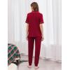 Ekouaer Women Pajama Set Short Sleeve Button Down Pjs Soft Comfy Sleepwear Nightwear with Jogger Pants(Wine Red)