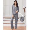 Ekouaer Women Pajamas Set Long Sleeve Sleepwear Button Down Pjs Soft 2 Piece Loungewear with Long Pants(A-grey)