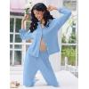 Ekouaer Women Pajamas Set Long Sleeve Sleepwear Button Down Pjs Soft 2 Piece Loungewear with Long Pants(A-light Blue)