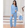 Ekouaer Women Pajamas Set Long Sleeve Sleepwear Button Down Pjs Soft 2 Piece Loungewear with Long Pants(A-light Blue)