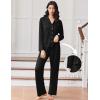 Ekouaer Women Pajamas Set Long Sleeve Sleepwear Button Down Pjs Soft 2 Piece Loungewear with Long Pants(Black)