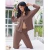 Ekouaer Women Pajamas Set Long Sleeve Sleepwear Button Down Pjs Soft 2 Piece Loungewear with Long Pants(Brown)