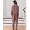 Ekouaer Women Pajamas Set Long Sleeve Sleepwear Button Down Pjs Soft 2 Piece Loungewear with Long Pants(Brown)