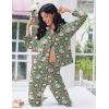 Ekouaer Women Pajamas Set Long Sleeve Sleepwear Button Down Pjs Soft 2 Piece Loungewear with Long Pants(Christmas Green)