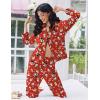 Ekouaer Women Pajamas Set Long Sleeve Sleepwear Button Down Pjs Soft 2 Piece Loungewear with Long Pants(Christmas Red)