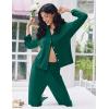 Ekouaer Women Pajamas Set Long Sleeve Sleepwear Button Down Pjs Soft 2 Piece Loungewear with Long Pants(Dark Green)