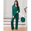 Ekouaer Women Pajamas Set Long Sleeve Sleepwear Button Down Pjs Soft 2 Piece Loungewear with Long Pants(Dark Green)