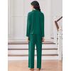 Ekouaer Women Pajamas Set Long Sleeve Sleepwear Button Down Pjs Soft 2 Piece Loungewear with Long Pants(Dark Green)