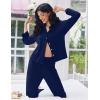 Ekouaer Women Pajamas Set Long Sleeve Sleepwear Button Down Pjs Soft 2 Piece Loungewear with Long Pants(Navy Blue)
