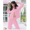Ekouaer Women Pajamas Set Long Sleeve Sleepwear Button Down Pjs Soft 2 Piece Loungewear with Long Pants(Pink)