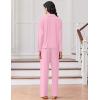 Ekouaer Women Pajamas Set Long Sleeve Sleepwear Button Down Pjs Soft 2 Piece Loungewear with Long Pants(Pink)